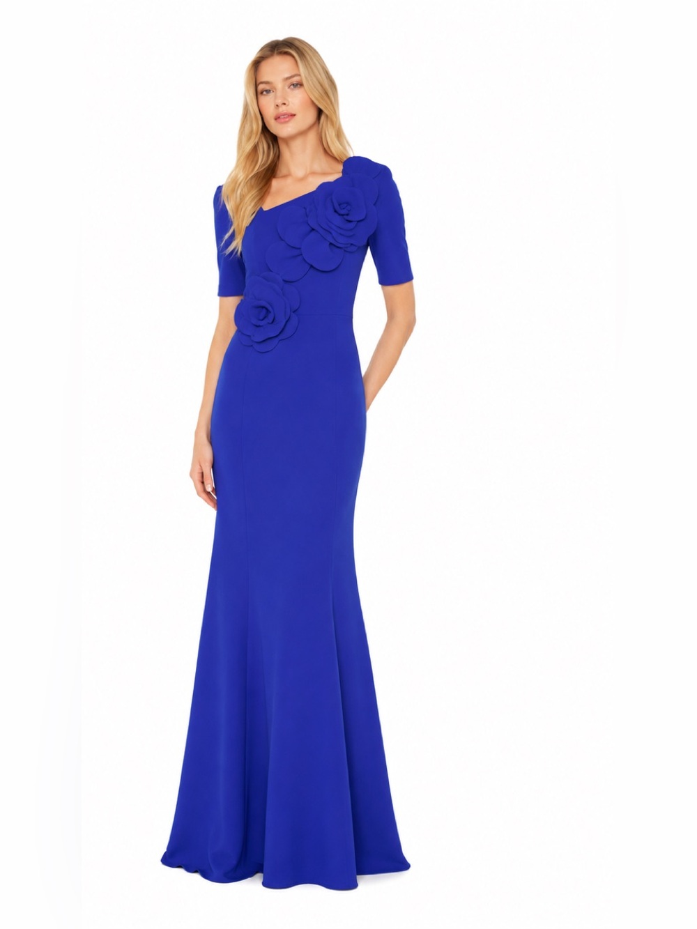 WHITE TIE by SHANI women’s Crepe Gown with Floral Detail